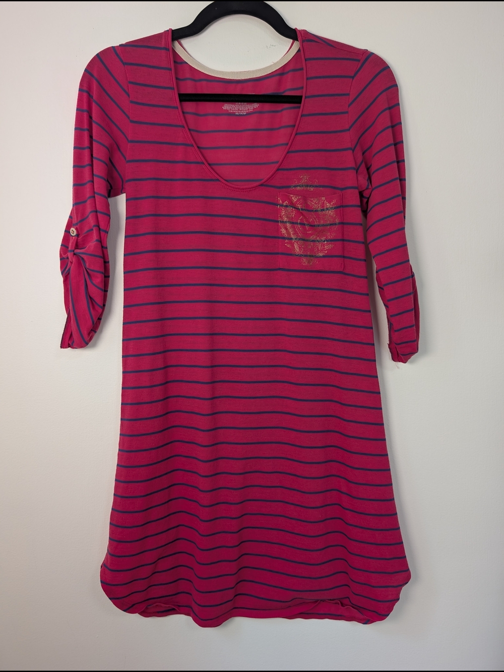 Victoria's Secret Pink and Navy Striped Scoop-Neck Sleepwear